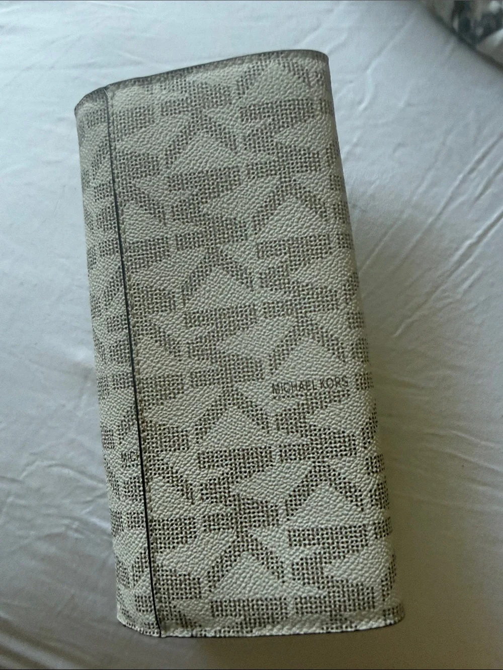 Michael Kors Cream Signature MK Logo Wallet with Gold Hardware